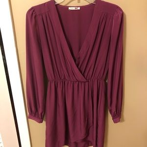 Long Sleeve Half Wrap (attached) Dress